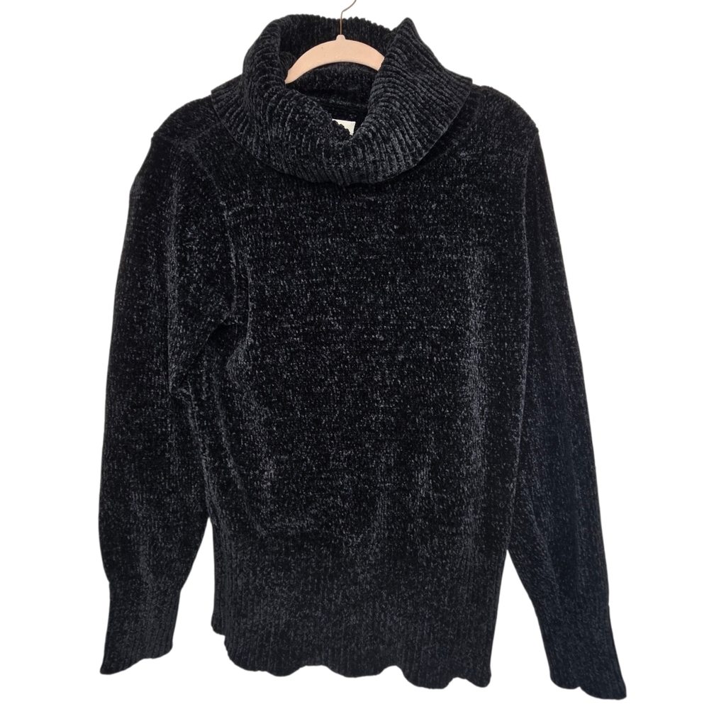 Loft chenille cowl neck sweater in black